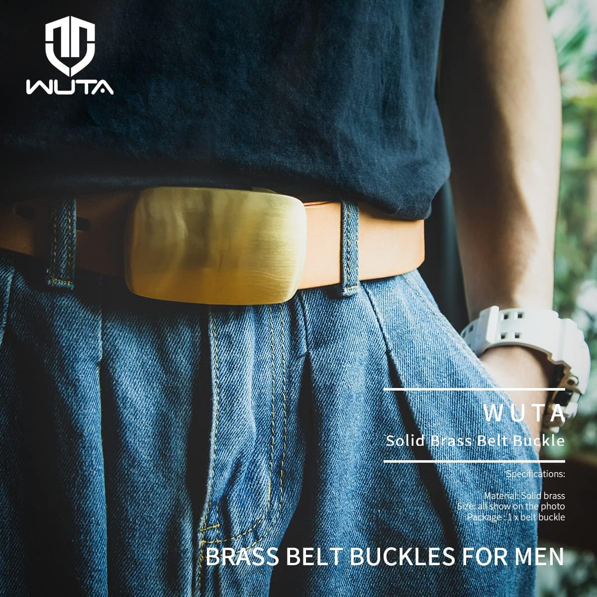 WUTA Brass Buckles for Leather Solid Brass Belt Buckle Strap Center Pin Style Heel Bar DIY Leathercraft Hardware - Image 7