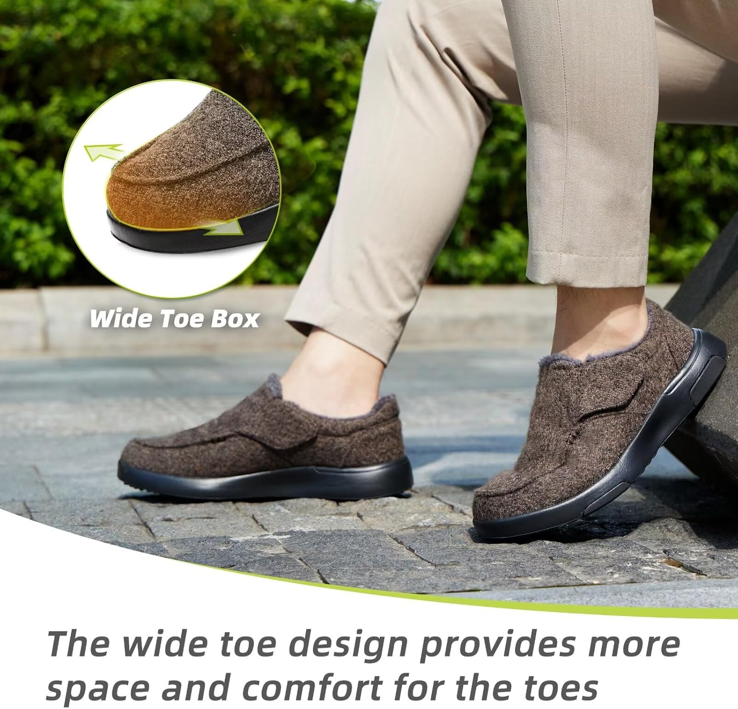 OrthoComfoot Men's Orthopedic Slippers Walking Shoes with Arch Support: Slip On Loafers for Plantar Fasciitis, Casual Flat Feet Hook and Loop Mule Clogs for Foot and Heel Pain Relief - Image 3