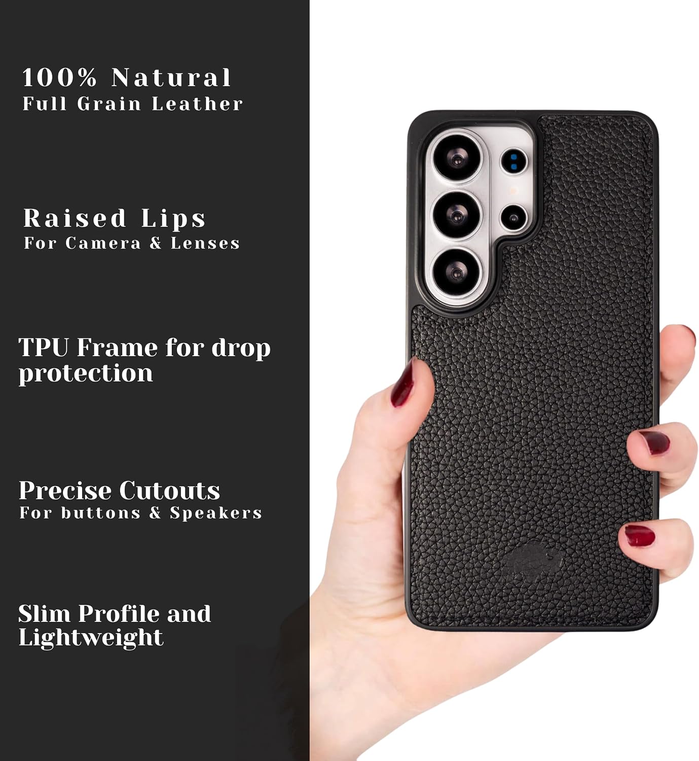 BLACKBROOK Leather Snap‑On Case for Samsung S26 Ultra – York Slim Protective Cover – Ready for MagSafe and Wireless Charging, Full‑Grain Leather, Soft Suede Interior
