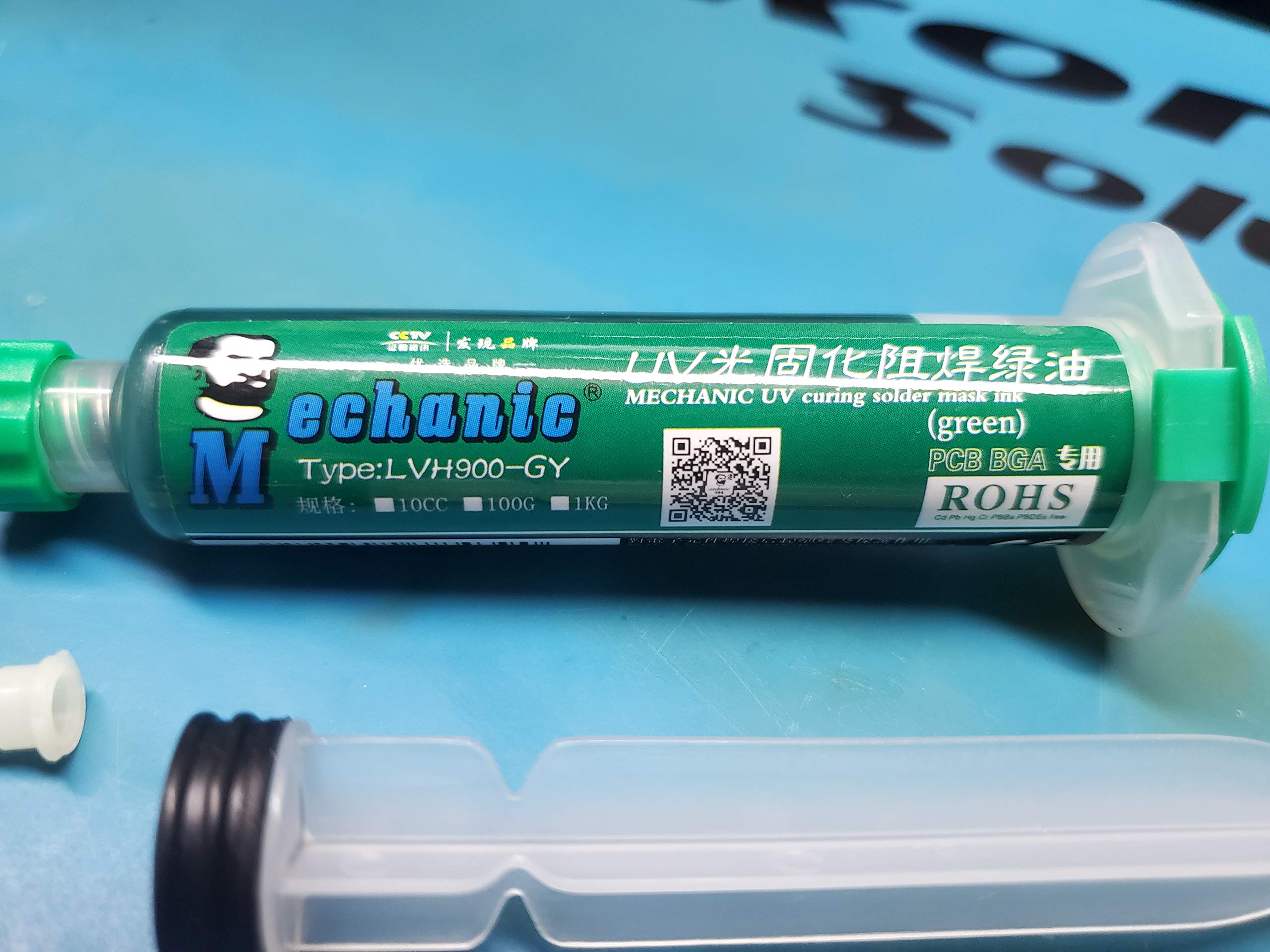 Mechanic PCB BGA UV Curable Solder Mask Masking Repairs Paint Paste 10ml /w Syringe Plunger UV LED Light & Brush Green