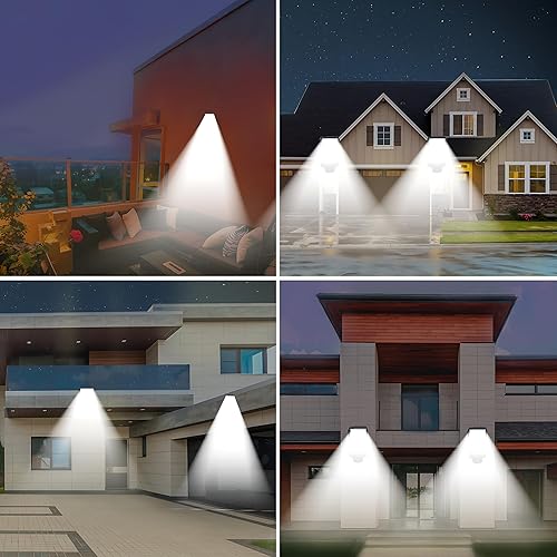 Miniatura 7 de Nowlaby Luces solares para exteriores, luces solares con sensor de movimiento de calle, 2 luces de seguridad brillantes, 117 COB LED impermeables