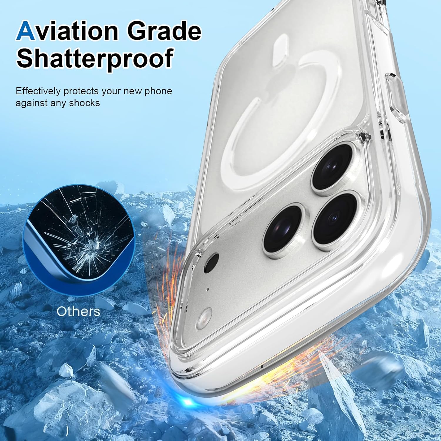 MZELQ for iPhone 17 Pro Max Case [ Compatible with MagSafe ] - Stylish Crystal Phonwe Case with Drop Protection - Premium Magnetic Cover for iPhone 17 Pro Max -White
