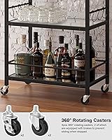 Vista 5 de TUTOTAK Carrito de Bar, Carrito de Servicio de Bar para el Hogar con Estante Espejado de 3 Niveles, Carrito de Bebidas, Estante de Cocina Móvil