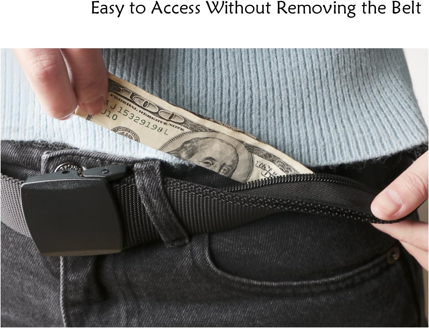 SUOSDEY Travel Money Belt, Nylon Hidden Money Pocket Belt with Plastic Buckle - Image 5