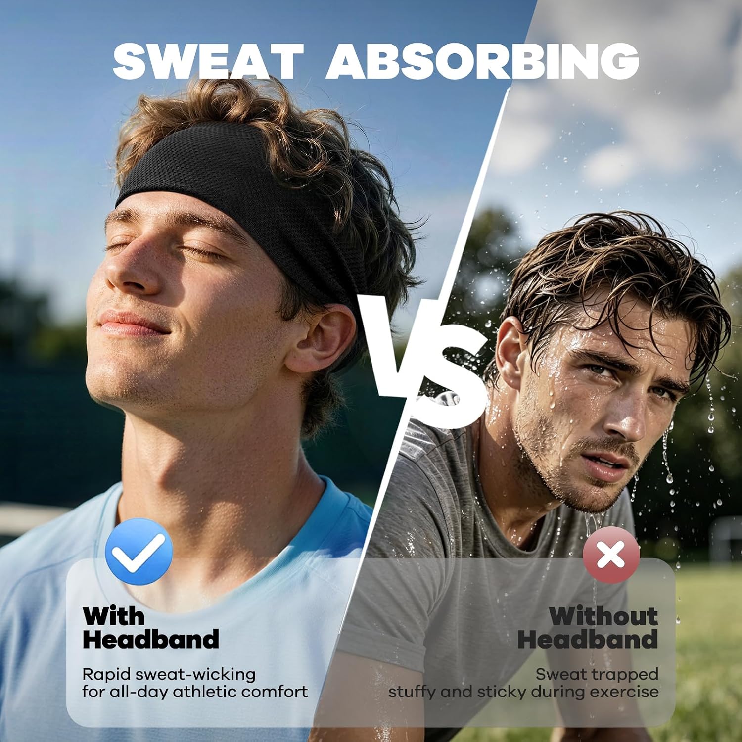 ROXUN Sport Headband, Workout Breathable Sweatband Moisture Wicking Running image 3