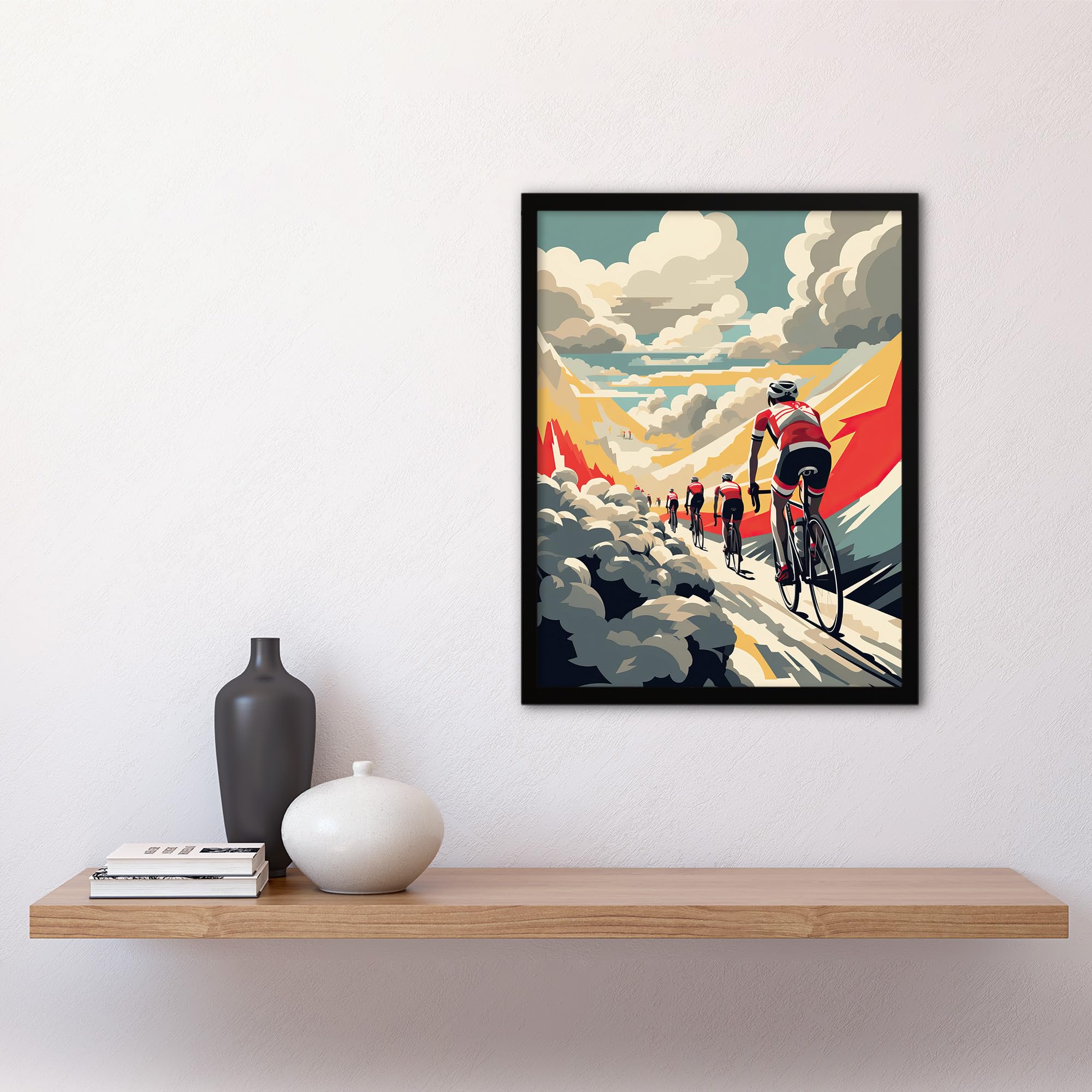 Modern Cycle Road Race Artwork Paris Roubaix Hell Of The North Haute Route Cycling Painting Art Print Framed Poster Wall Decor 12x16 inch - Image 4