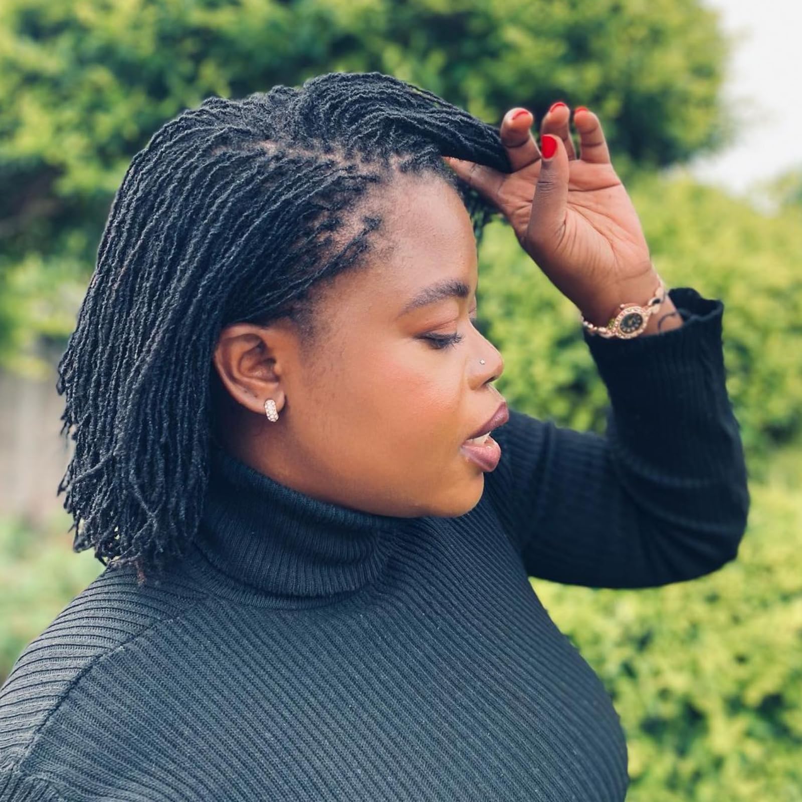 0.2 cm Width 12 Inch 30 Strands Human Hair Loc Extensions, Natural Black 100% Full Handmade Permanent Real Human Hair Dreadlock Extensions for Women/