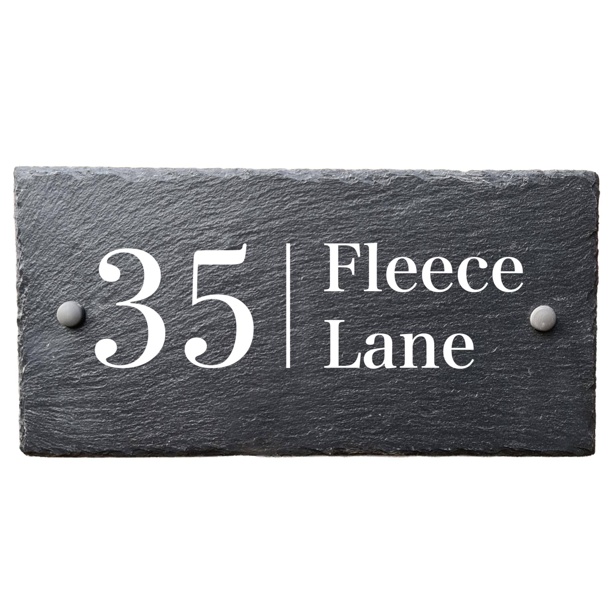 Bespoke Slate House Signs - Handmade Custom Door Number Wall Plaque with Rustic Black Farmhouse Design - Includes Screws & Fixings - Ideal for Home, Office, Gate, Porch - 300 x 150mm