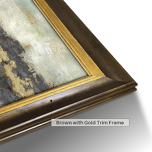 Miniatura 3 de Arte de pared enmarcado abstracto de oro lienzo negro grande enmarcado pintura gris moderna pintura contemporánea pintada a mano con textura