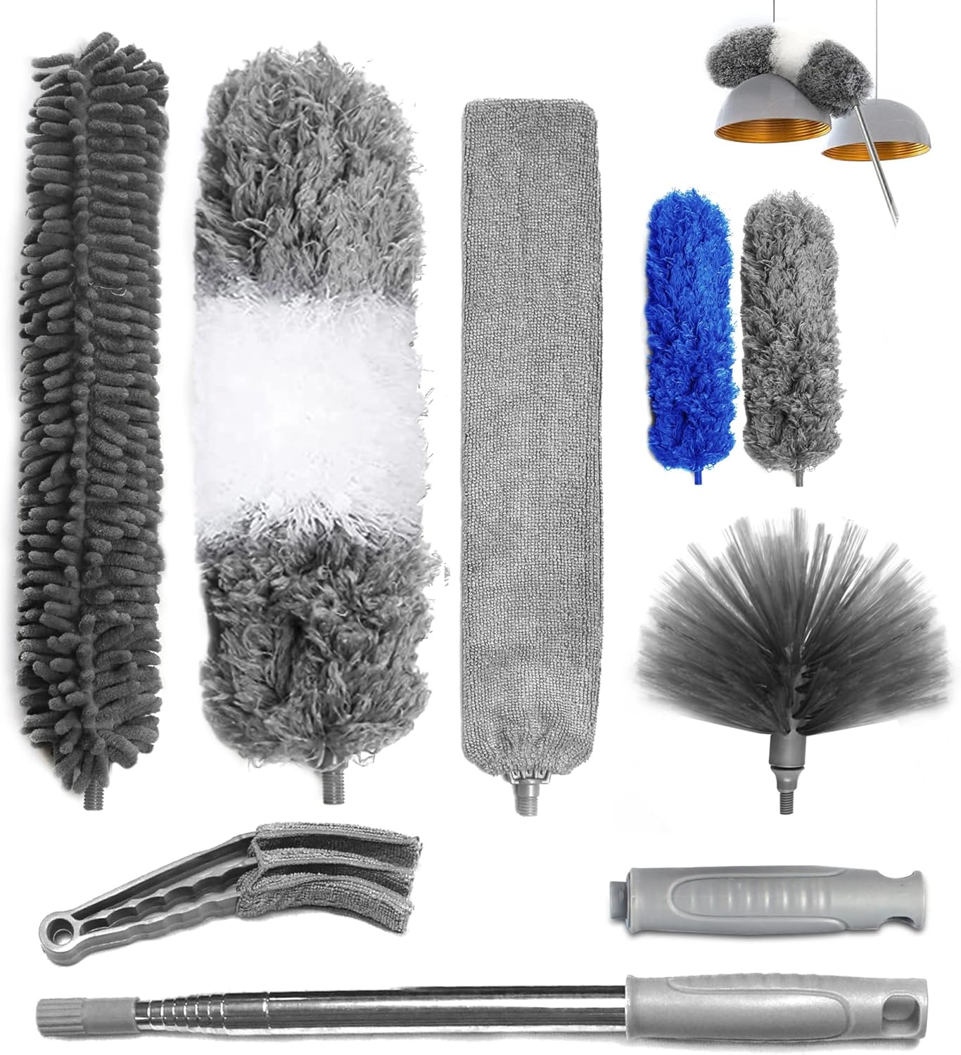 7PCs Feather Dusters for Cleaning Extendable Dusters for High Ceiling