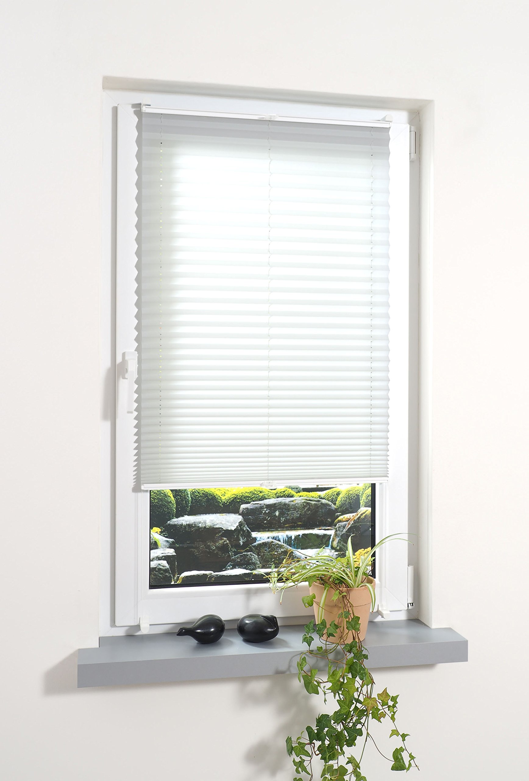 Liedeco® Plissee verspannt mit Klemmträger; 70 x 130 cm weiß (BxH); lichtdurchlässig blickdicht stufenlos verstellbar; leichte Montage ohne Bohren; Klemmen am Fenster; KlemmfixPlissee als Sonnenschutz