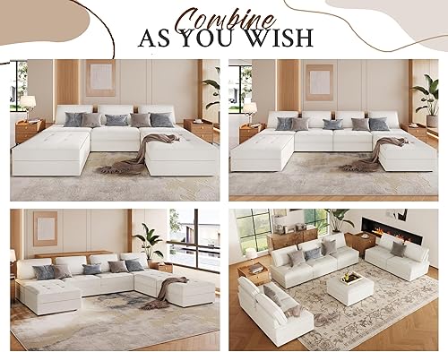 Miniatura 4 de PaPaJet Sofá seccional, sofá modular de 6 plazas, sofá modular convertible en forma de U, sofá modular de 32 pulgadas de profundidad del asiento de