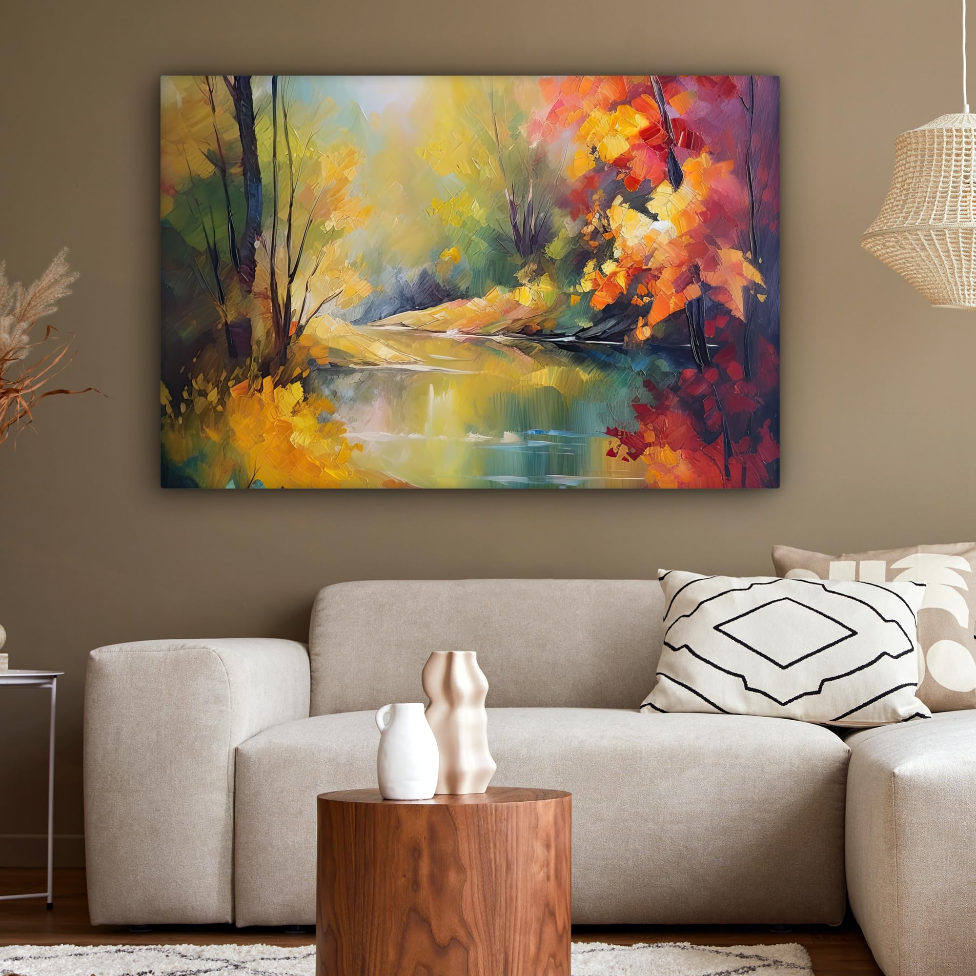 MuchoWow© Canvas Schilderij 120x80 cm Kamer Decoratie Woonkamer Slaapkamer Room Decor Wanddecoratie Wall Art Painting Japanse tuin - Natuur - Bomen - Planten - Japan