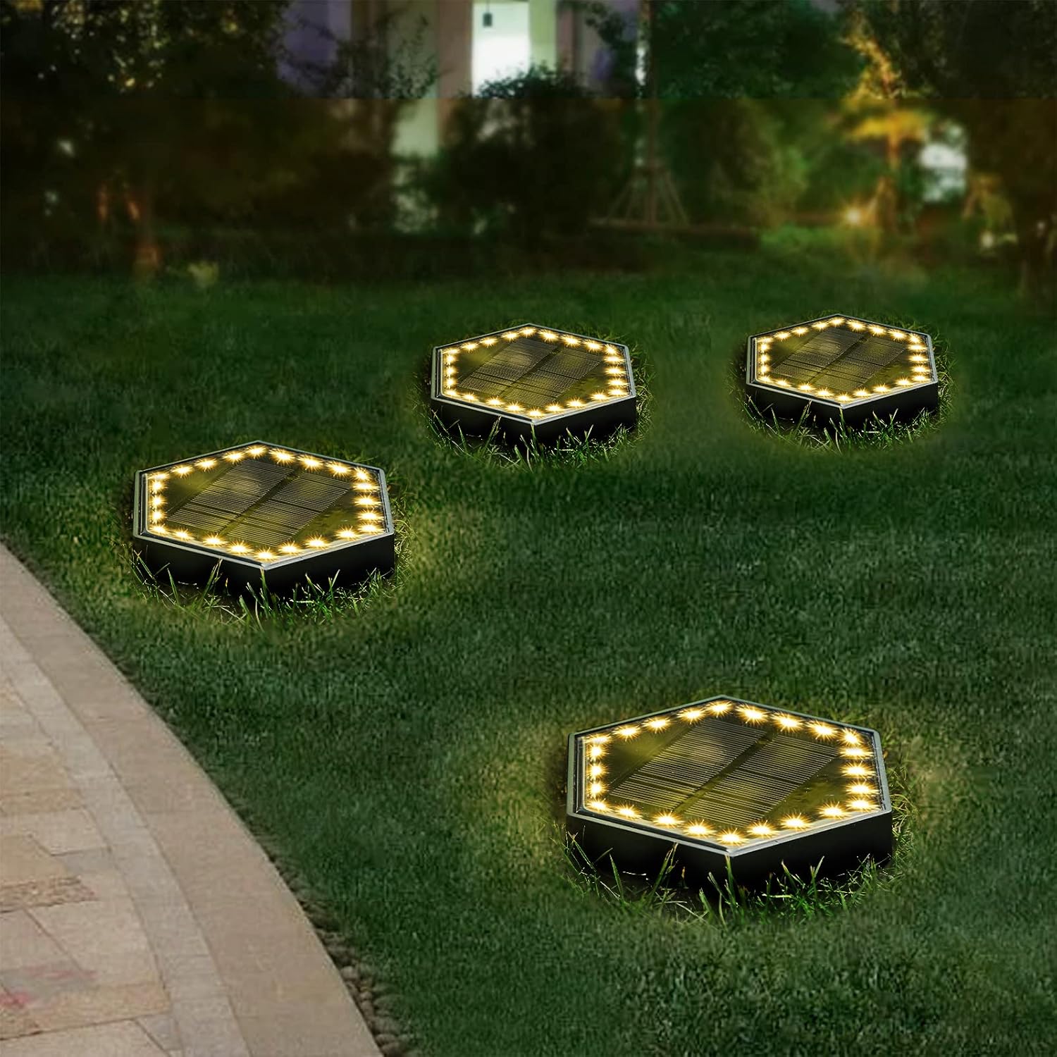 Solar Ground Lights, 4 Pack Outdoor Solar Lights for Garden Yard Lights