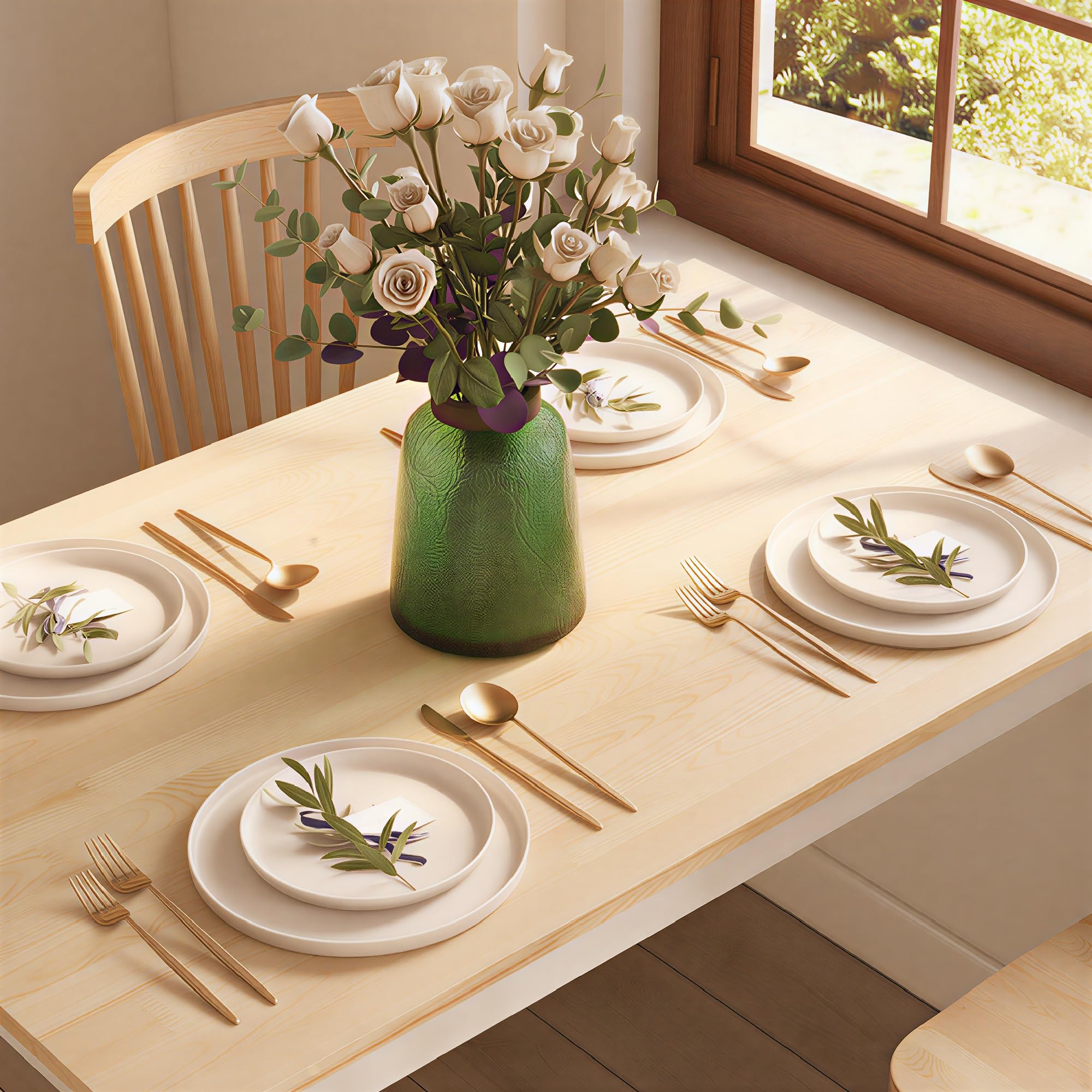 HOMCOM Tavolo da Pranzo per 4 Persone 120x75x75 cm Bianco e Colore Legno | Minimal, Tavolo in Legno di Pino, Piedini Antiscivolo