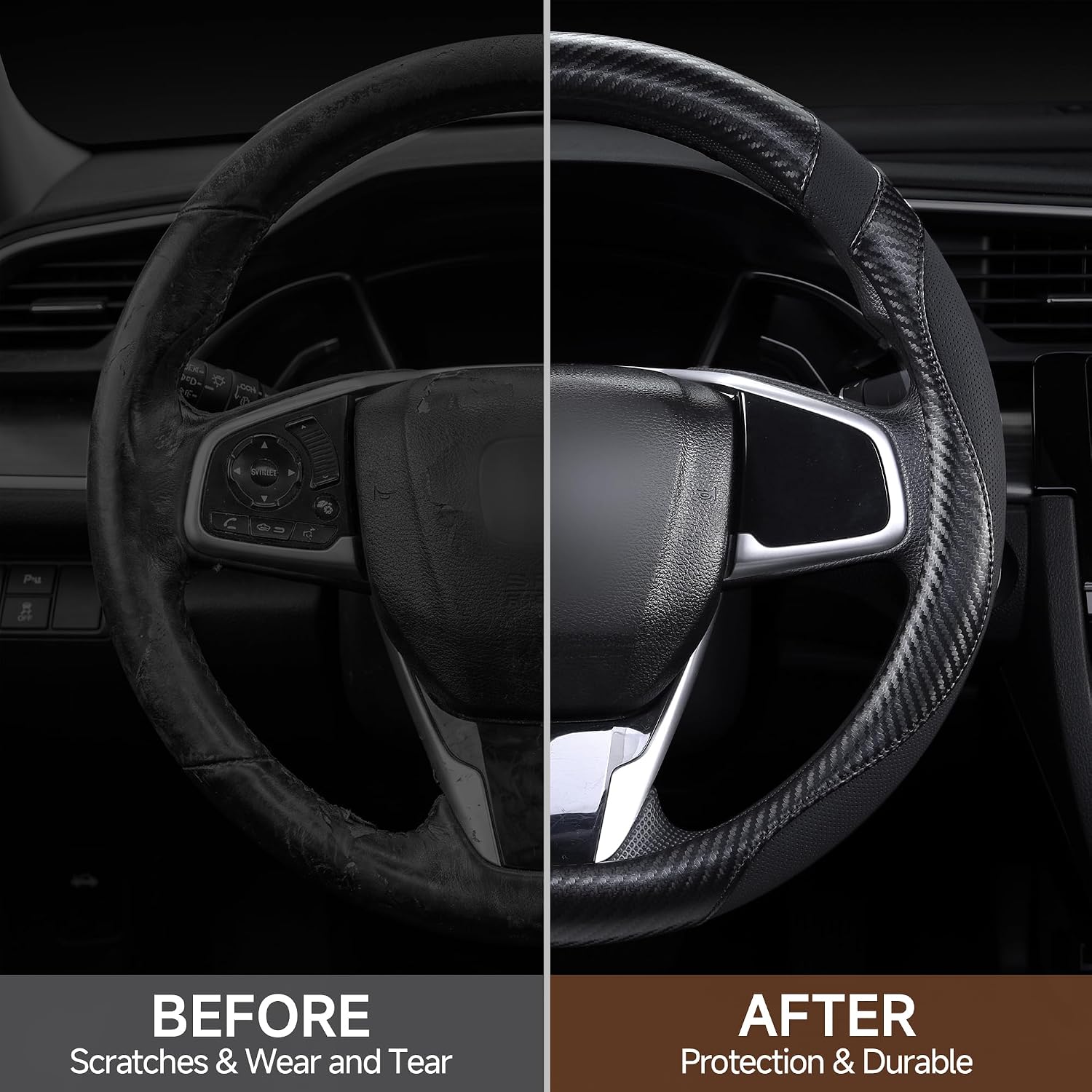 West Llama Customized Auto Car Steering Wheel Cover for Toyota Rav4 Corolla Camry Highlander (Glossy Black-Standard Size) image 5