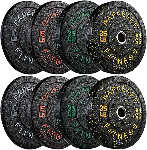 Miniatura 20 de Papababe Placas de peso, juego de placas de pesas de 2 pulgadas, placas de peso de goma protectoras para el suelo, placas de parachoques de 10 a 600