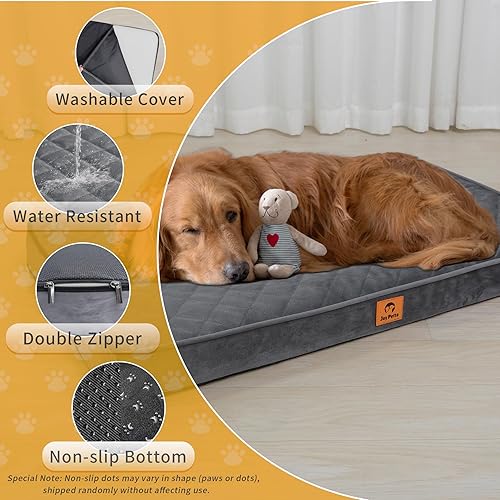 Miniatura 4 de Cama ortopédica para perros de tamaño mediano y grande, cama para mascotas de espuma con base impermeable, lavable a máquina y antideslizante, camas