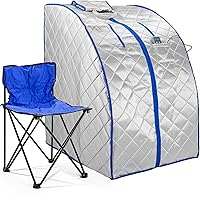 Vista 1 de Durasage sauna infrarrojo personal de interiores, con almohadilla para pies y silla, extragrande, color plateado