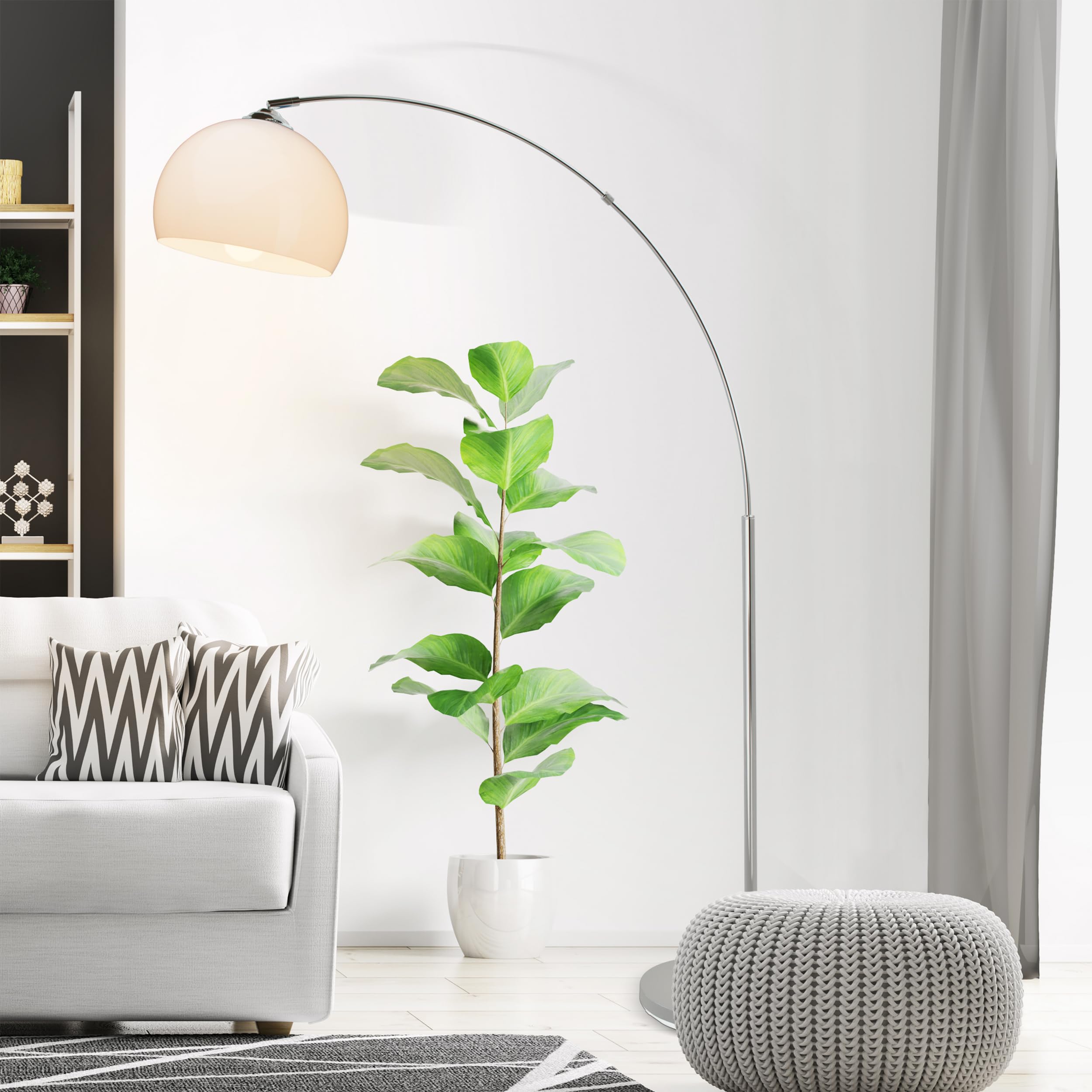 Brilliant Lampe Vessa Bogenstandleuchte 1, 7m chrom/weiß