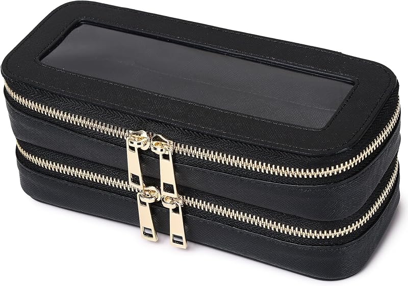 Necessaire para Maquiagem Pinkmik com Duas Camadas, Preta B3, Slim