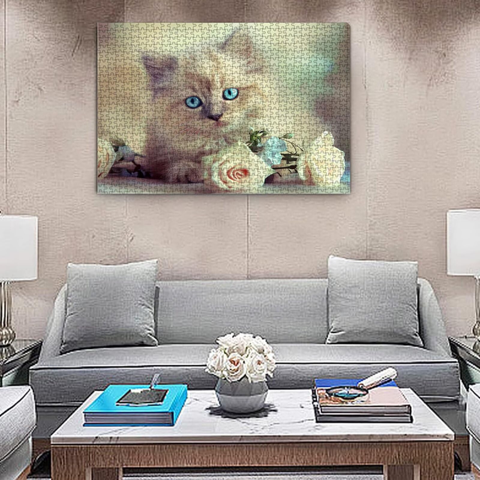 Puzzle 3000 sztuk, puzzle dla dorosłych, niemożliwe, trudne, wyzwanie, gry logiczne DIY dla całej rodziny, prezenty dla kobiet, prezenty dla mężczyzn, kreatywne hobby, temat: kwiaty kota 3 K0F-859