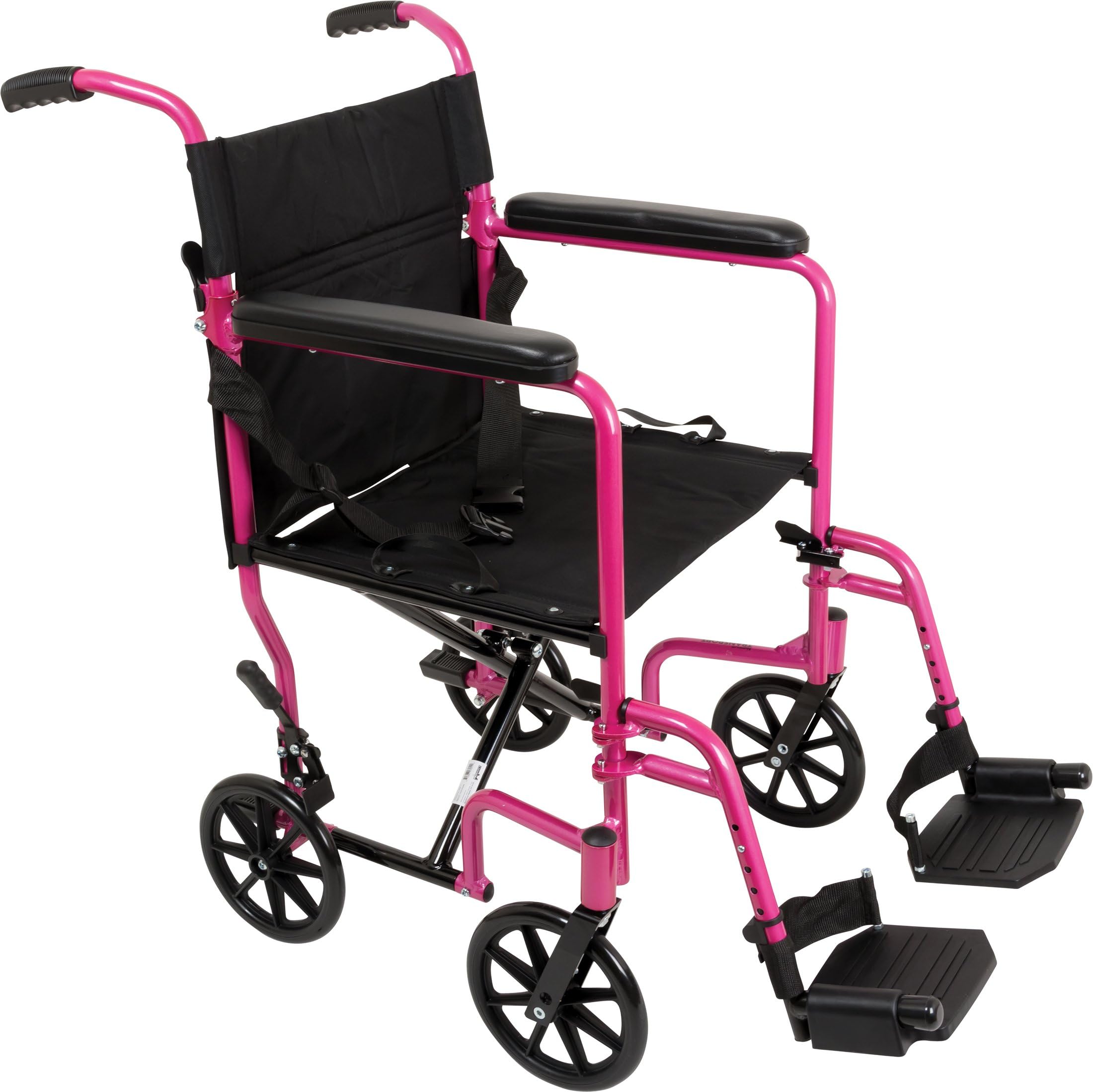 ProBasics - KTA1916SA-PK Aluminum Transport Wheelchair - 19” Wheel Chair Transport Chair - Pink