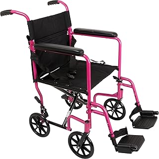 Silla de ruedas de aluminio ProBasics – Silla de transporte de ruedas de 19 pulgadas – Múltiples opciones de color disponibles, rosa, 1