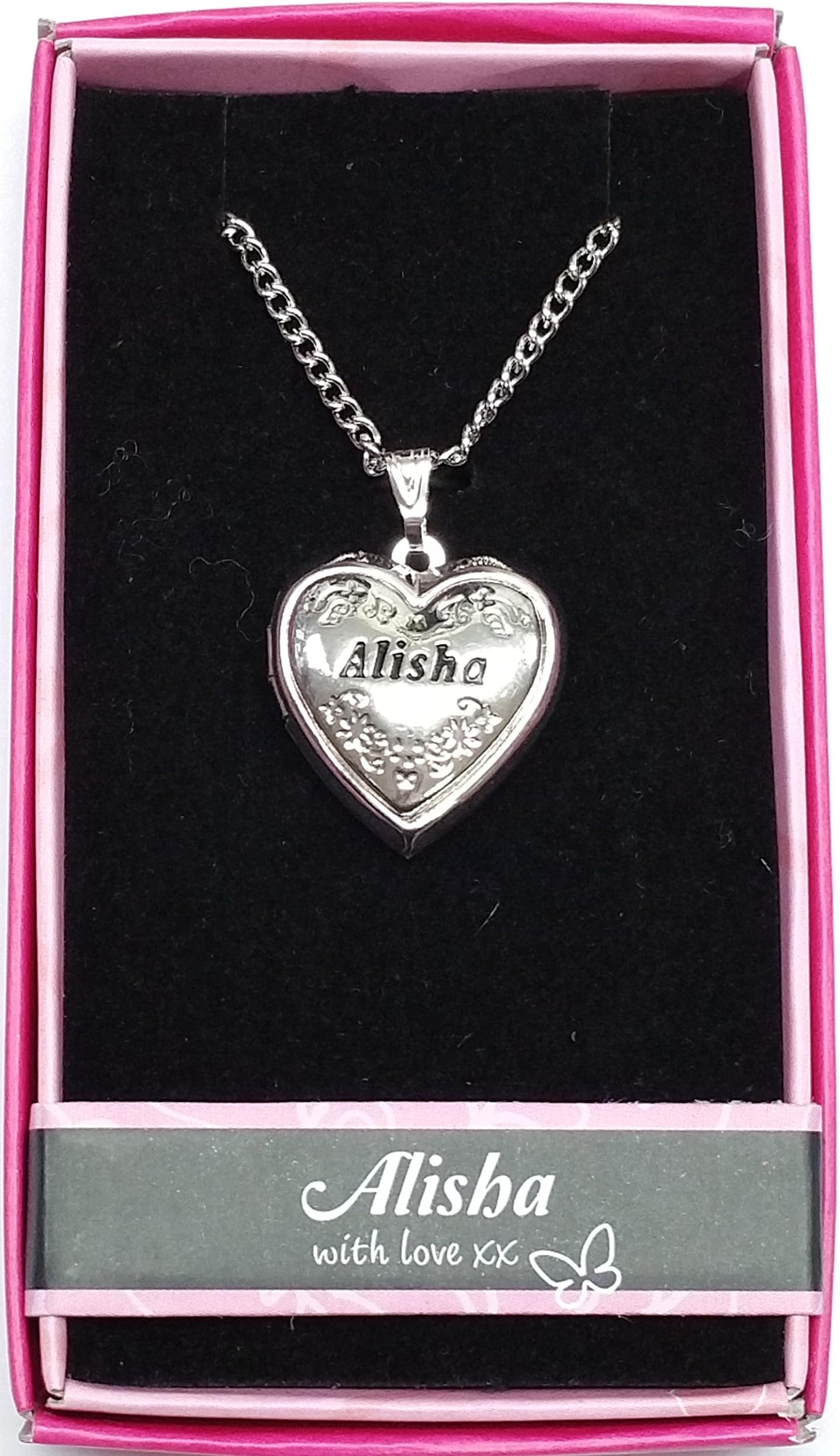 ALISHA Named Personalised Love Lockets/ Pendants With Picture Holder Presented Beautifully By Sterling Effectz