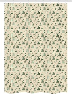 Ambesonne Lab Stall Shower Curtain, Pharmaceutical Forensics Drug Analysis Research Theme with Green, Decorative Fabric Set with Hooks for Bathroom, 54" W x 78" L, Hunter Green and Beige