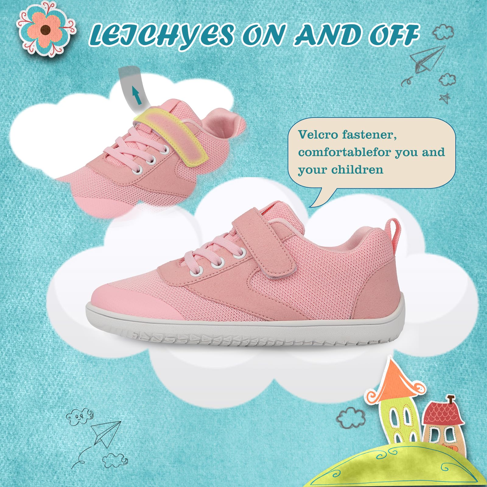 AONEGOLD Buty Boso Chłopcy Dziewczęta Oddychające Lekkie Elastyczne Wygodne Buty Do Biegania Antypoślizgowe Buty Do Biegania Sneakers