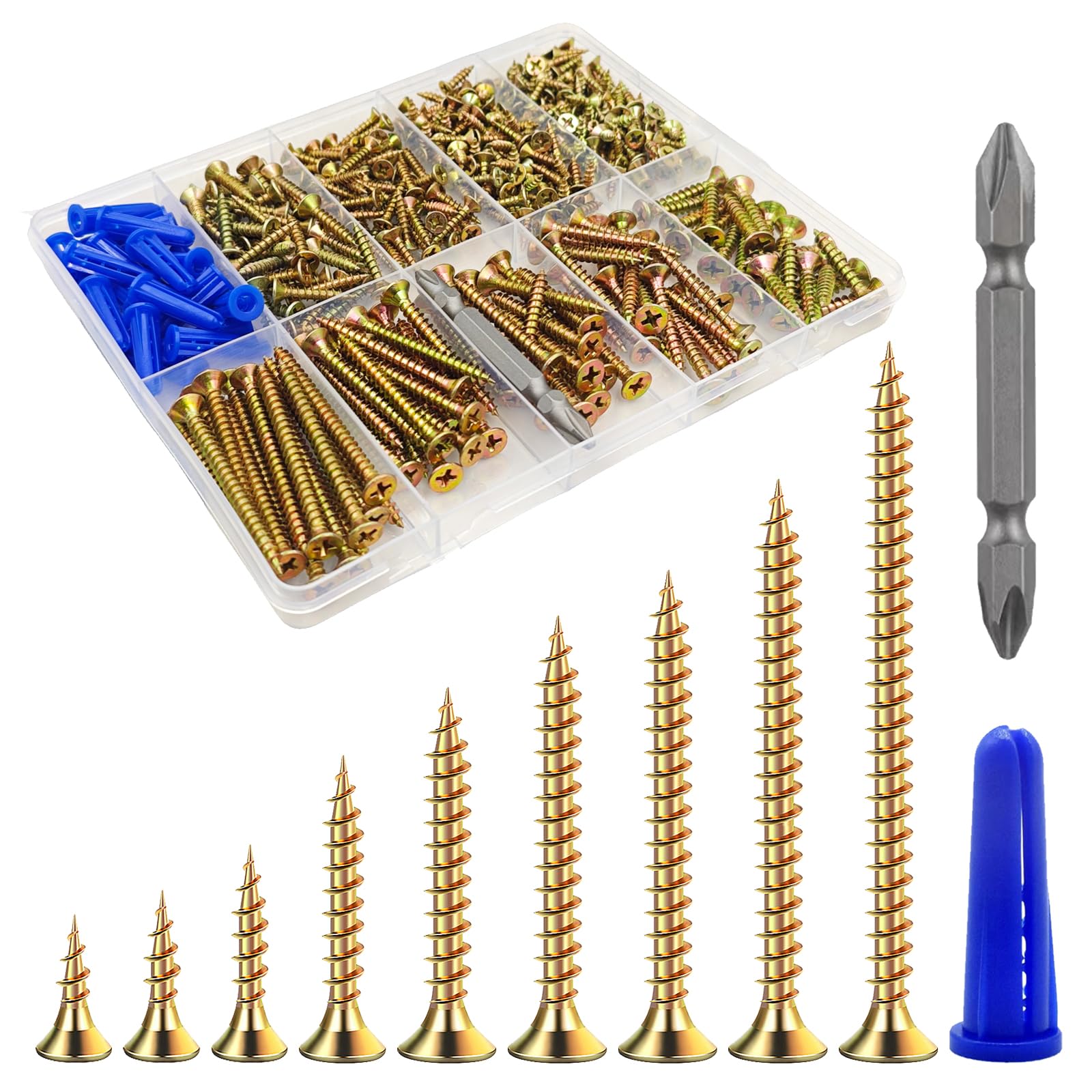 Wensilon 385PCS Wood Screws Assortment Kit, Black Flat Head Screws — Amazon image 16