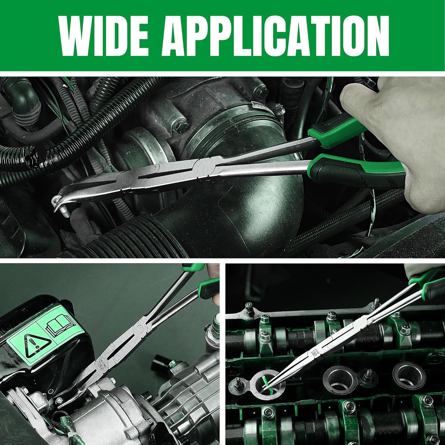 SK 2-Piece Double Compound Long Reach Pliers Set, 13-Inch Straight Long Nose Pliers, 45° Bent Nose, with Comfort Grips, Premium CR-V Steel Construction