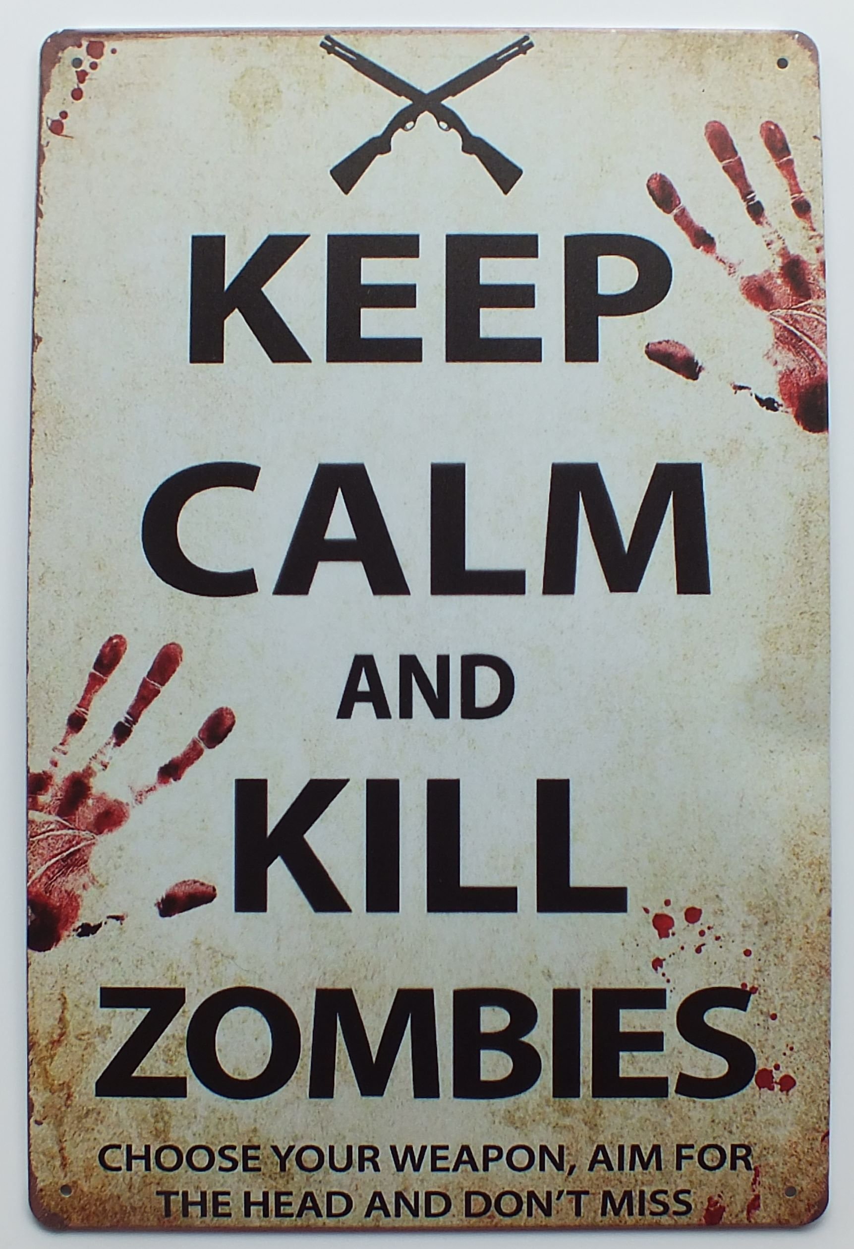 Tin Metal Sign Plaque Bar Pub Vintage Retro Wall Decor Poster Home Club Tavern Wall Door (30 x 20 cm) - UK Company (143 - Keep Calm Kill Zombies) — image 1