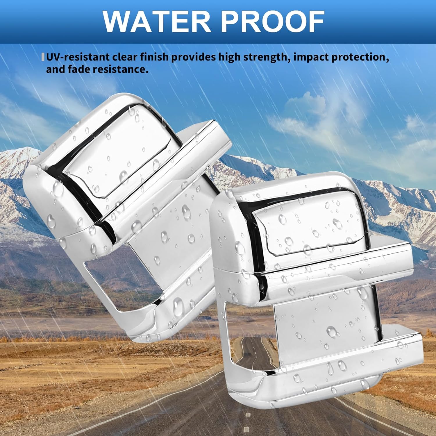 TOP-VIGOR Compatible with Ford F250 F350 F450 F550 2008 2009 2010 2011 2012 2013 2014 2015 2016, 2pcs Full Mirror Covers Replacement – Chrome Plated Mirror Capss for Left & Right Side