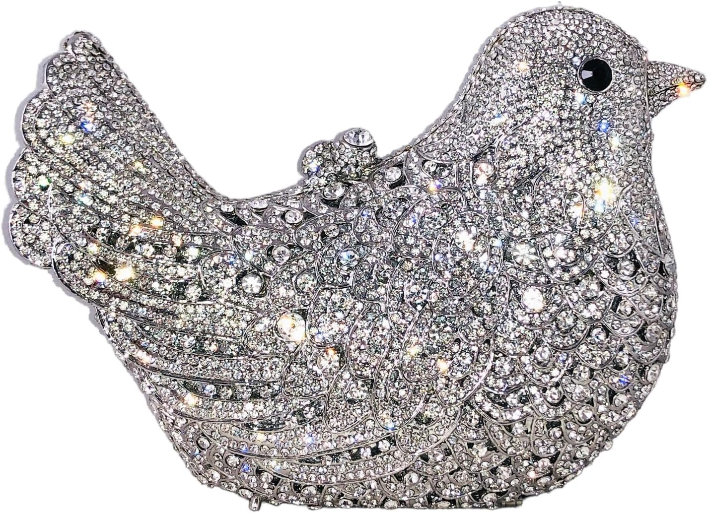 Boutique De FGG Bird Crystal Clutch Purses For Women Dressy Rhinestone Evening Bag Pigeon Prom Clutch Purse for Wedding,Mini