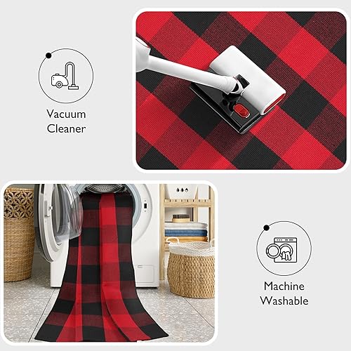 Vista 57 de Tapete Kimode de algodón, a cuadros, color negro y blanco, lavable, para porche, entrada, cocina