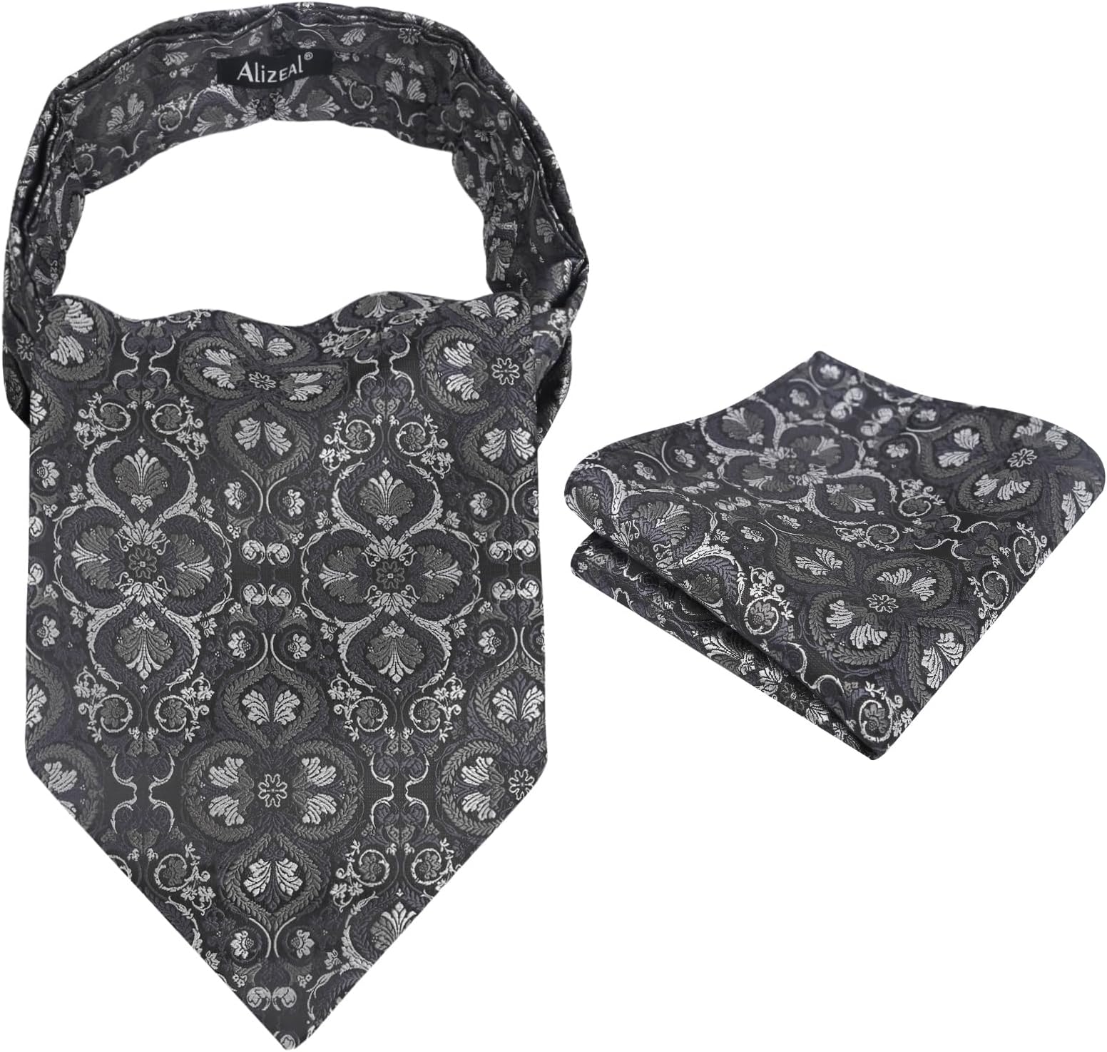 Mens Vintage Circle Pattern Cravat Set with Hanky Casual Self-tied Neckerchief Set