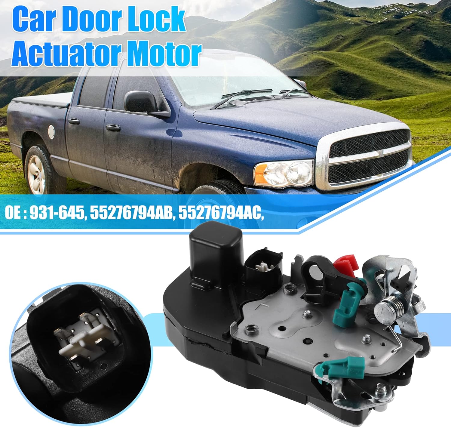 X AUTOHAUX Rear Right Side Door Latch Lock Actuator Assembly for Dodge for Ram 1500 2002-2008 for Ram 2500 2003-2010 931-645 55276794AB 55276794AC
