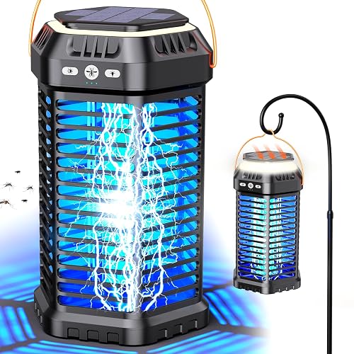 Solar Bug Zapper Outdoor, Rechargeable Mosquito & Fly Zapper with