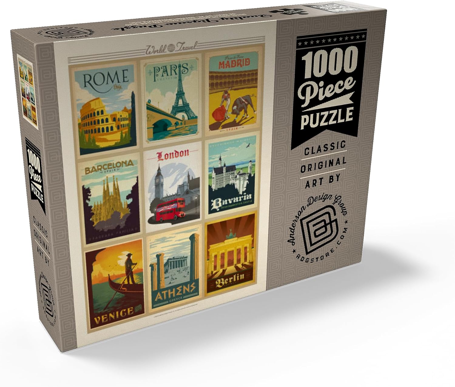 MyPuzzle World Travel: Multi-Image Print - Edition 1, Vintage Poster - Premium 1000 Piece Jigsaw Puzzle for Adults