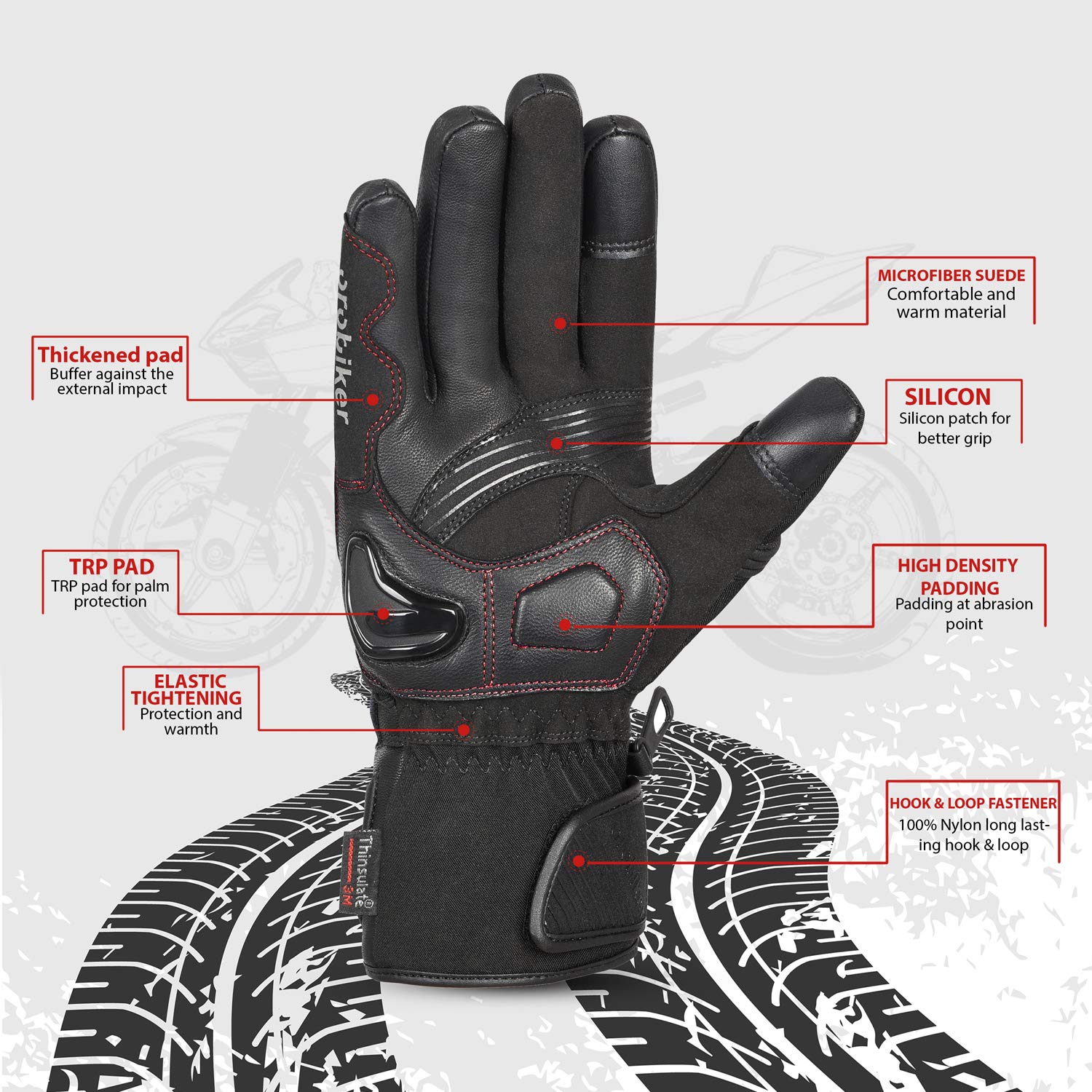 Guanti invernali da moto, invernali, termici, impermeabili, adatti al touch screen, per le escursioni e gli sport all'aperto