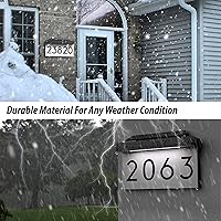 Vista 7 de Números de casa, placas de dirección, 3 colores de iluminación y panel solar ajustable, número de casa personalizado para exteriores, letrero
