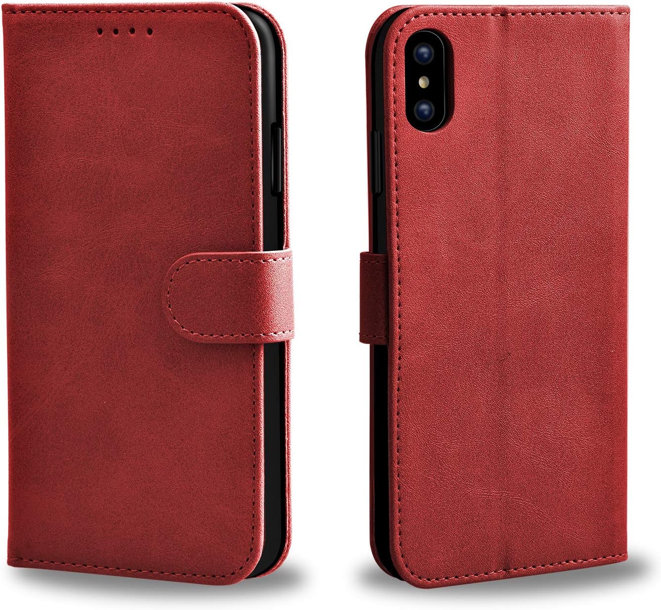 Dazzled 2018 iPhone XS Max Case Leather Case Flip Folio Book Case Money Pouch Wallet Cover with Kick Stand for XS Max 6.5inch (Red)
