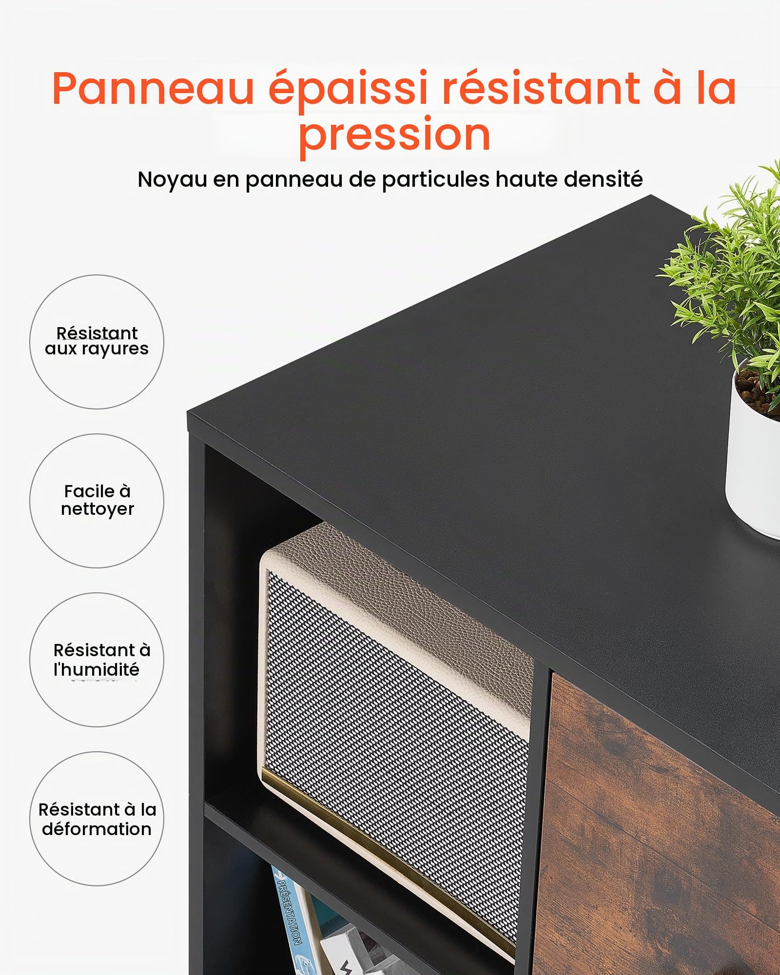 VEVOR Classeur Dossier Mobile en Bois, Meuble de Rangement de Bureau à 2 Tiroirs avec Étagères Ouvertes et roulettes Verrouillables, Support d'Imprimante Autonome pour Maison Bureau École, Noir