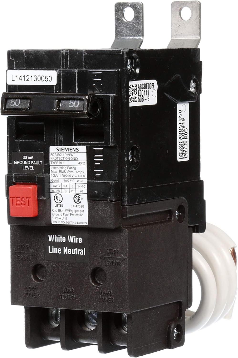 Siemens BE250 50-Amp Double Pole 120/240-Volt 10KAIC Ground Fault Circuit interrupter