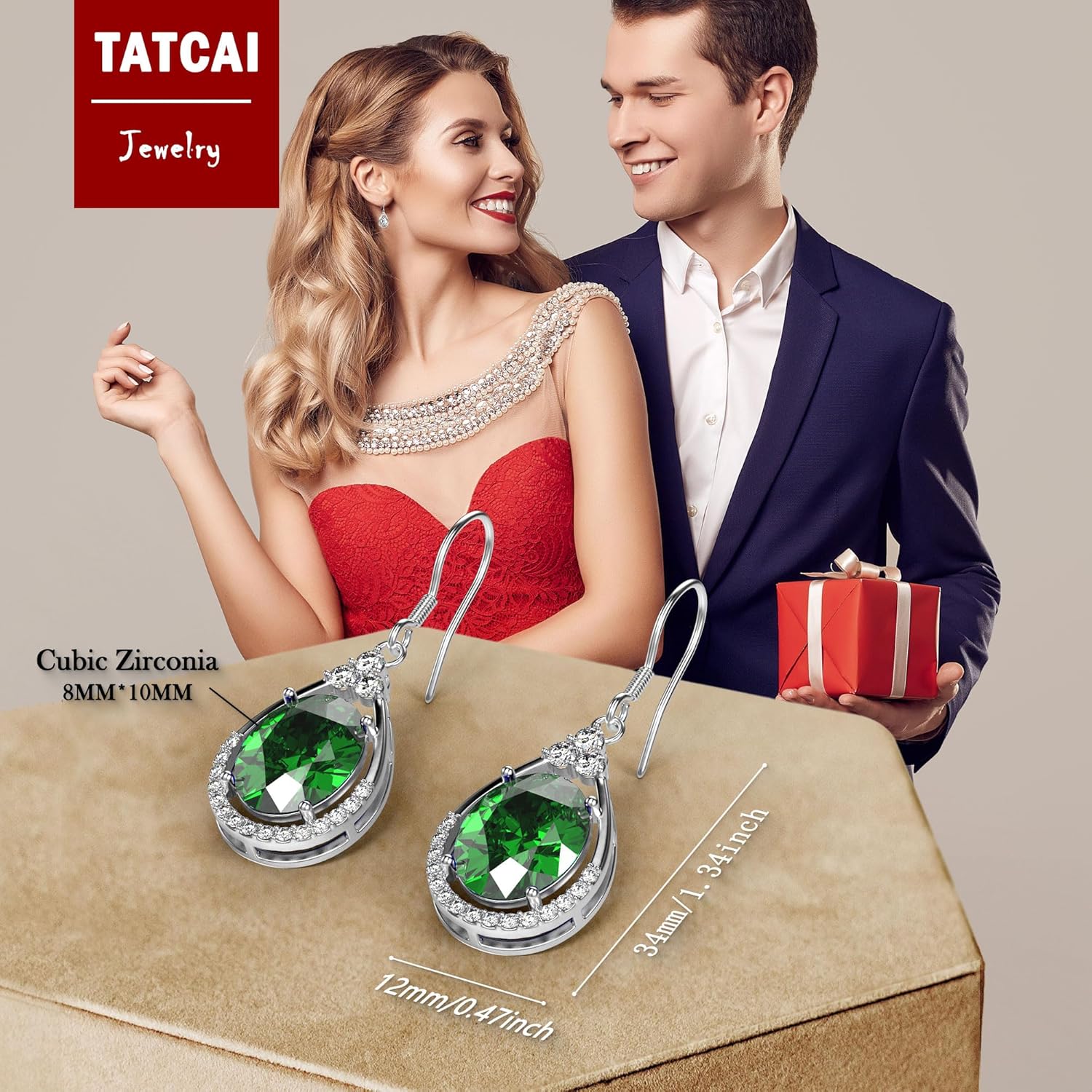 18K White Gold Plated Sterling Silver Oval Cut Cubic Zirconia Drop Dangle Earrings for Women Hypoallergenic Statement Earrings Gifts for Women Mom - Image 2