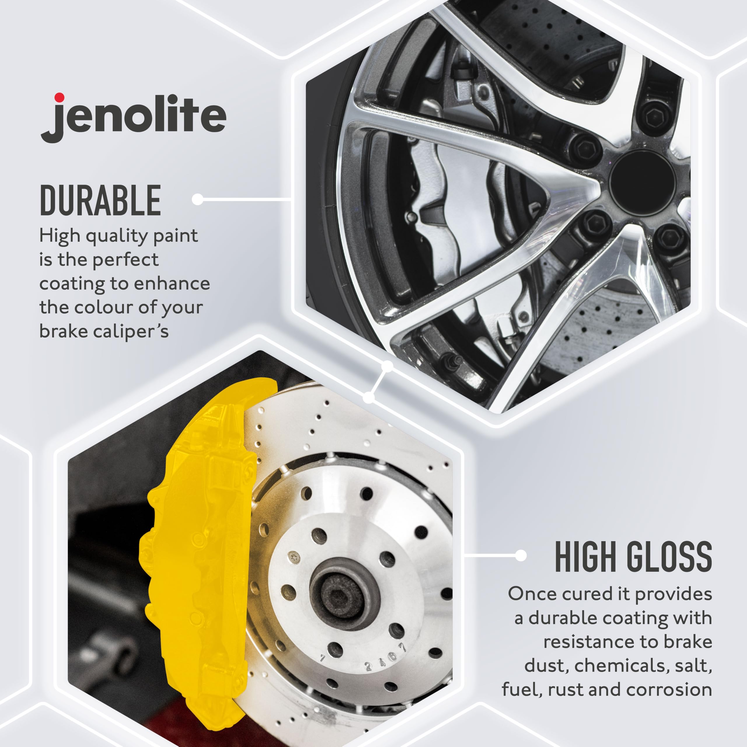 JENOLITE- Bremssattellack Gelb. Bremssattelfarbe. Hitzefester Thermolack für Bremsklötze am Auto bis 300°C. Inhalt: 3x 400ml