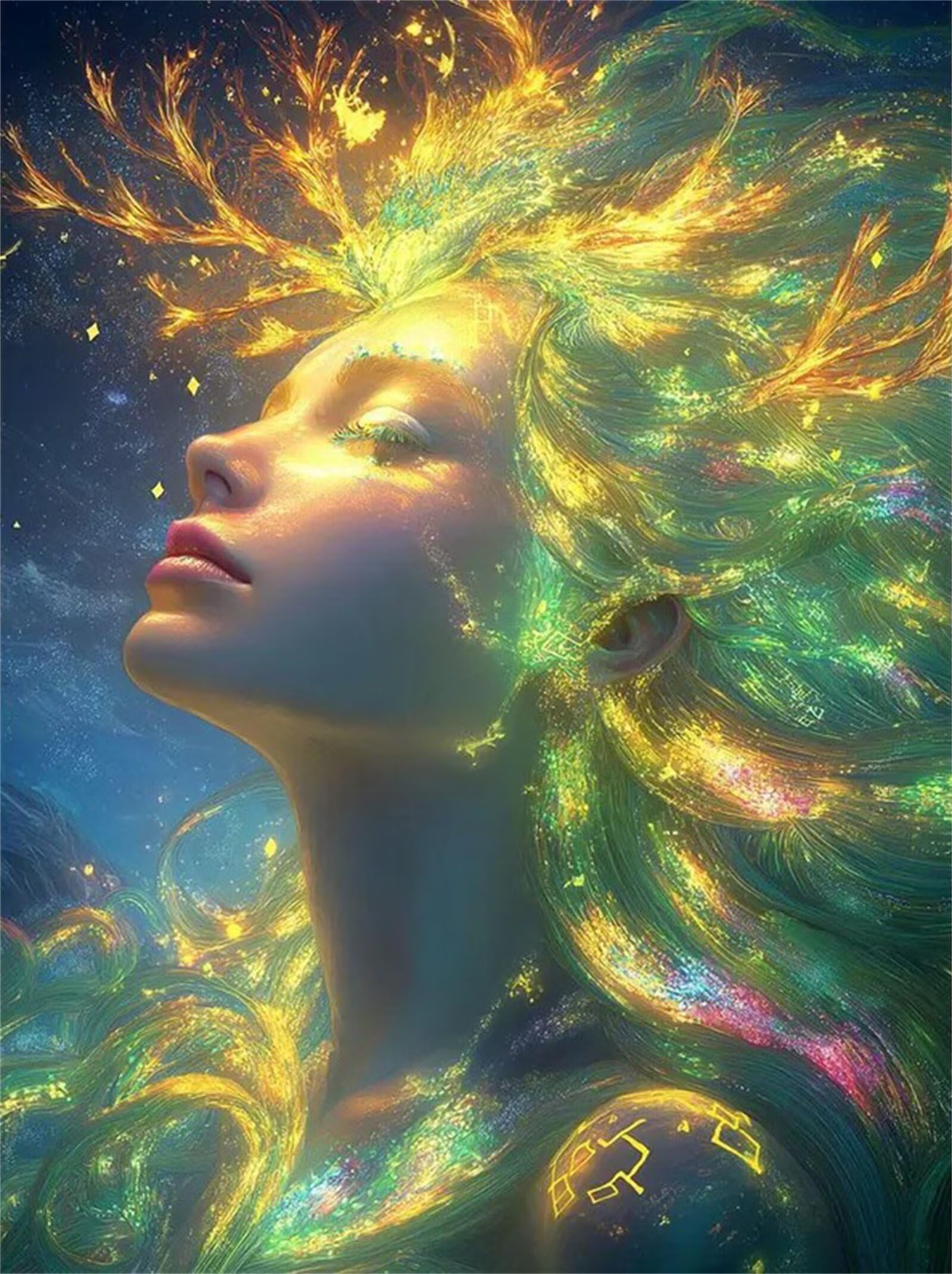 1000 Pezzi Puzzle per Adulti, Fai Da Te Puzzles Classici Colorato, puzzle Giochi Rilassamento e Intelligence, puzzles per Gioco Familiare(Dea fluorescente verde)