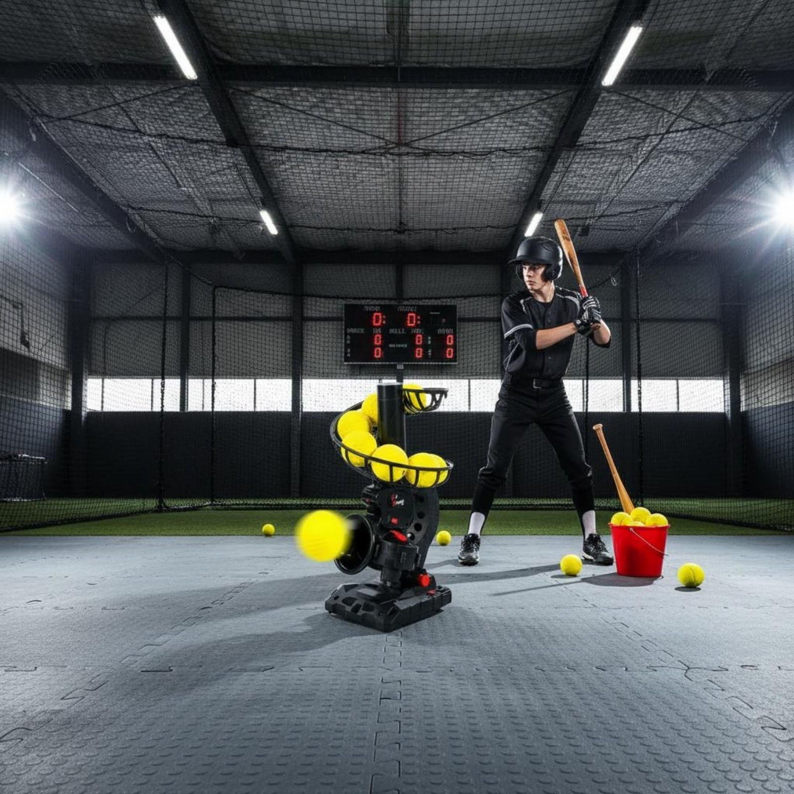 Macchina Lanciapalle da Baseball Macchina da Lancio Allenamento Lanciatrice Automatica Dispositivo per Battuta con Alimentazione Continua Materiale